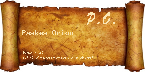 Paskes Orion névjegykártya